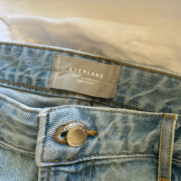 Everlane The A-Line Light Blue High-Rise Denim Shorts - Picture 3 of 3